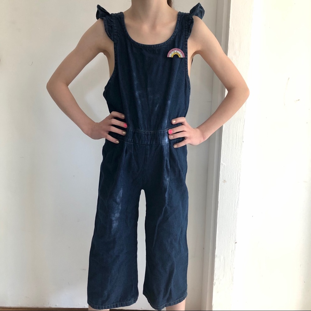 NWT Pioppa Luxury Capri Ruffle Cotton Overalls 8